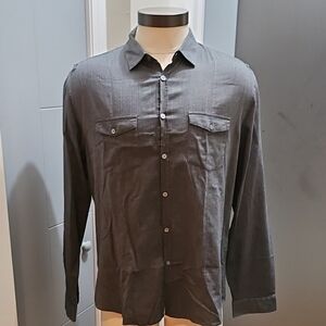 John Varvatos Charcoal Herringbone Shirt